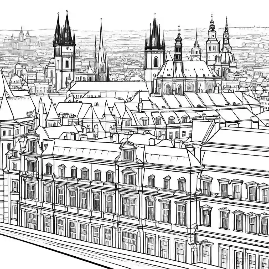 Prague Cityscape coloring pages